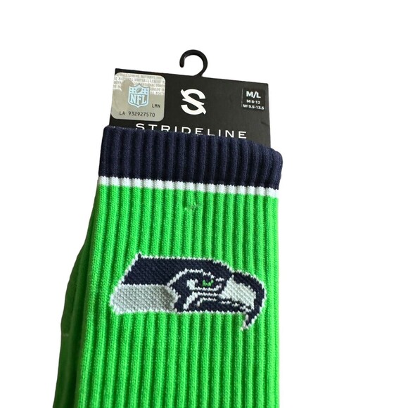 1 pair of Seattle Seahawks Lime Green Socks Adult M/L NEW - Picture 4 of 6